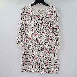 Kate Spade nightgown womens L Dream a Little Dream Beauty Sleep Cosmetics Print